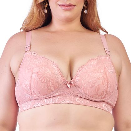 Sutiã Bojo Plus Size Microfibra Renda Tamanho:52;Cor:Rubi