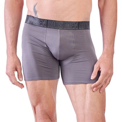 Cueca Boxer Longa Microfibra Tamanho:M;Cor:Chumbo